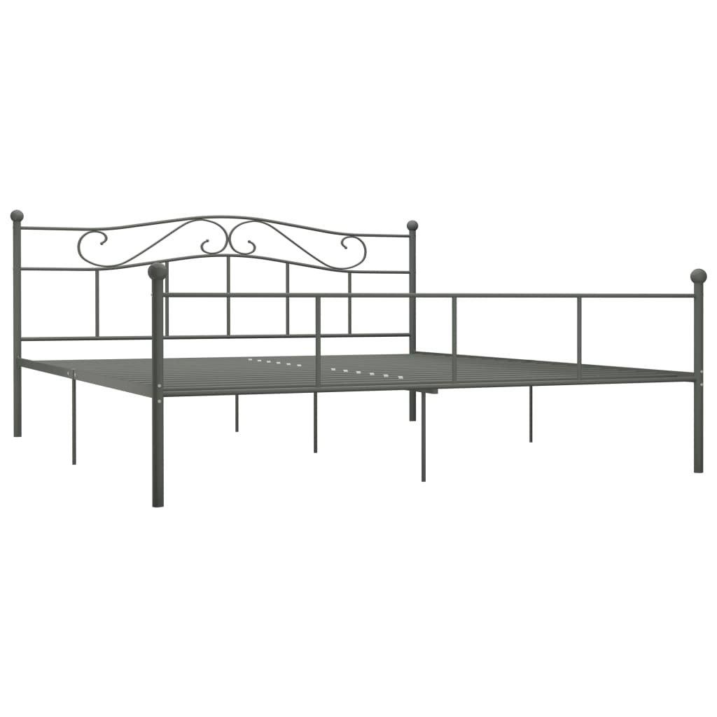 284535 vidaXL Bed Frame without Mattress Grey Metal 180x200 cm Super King