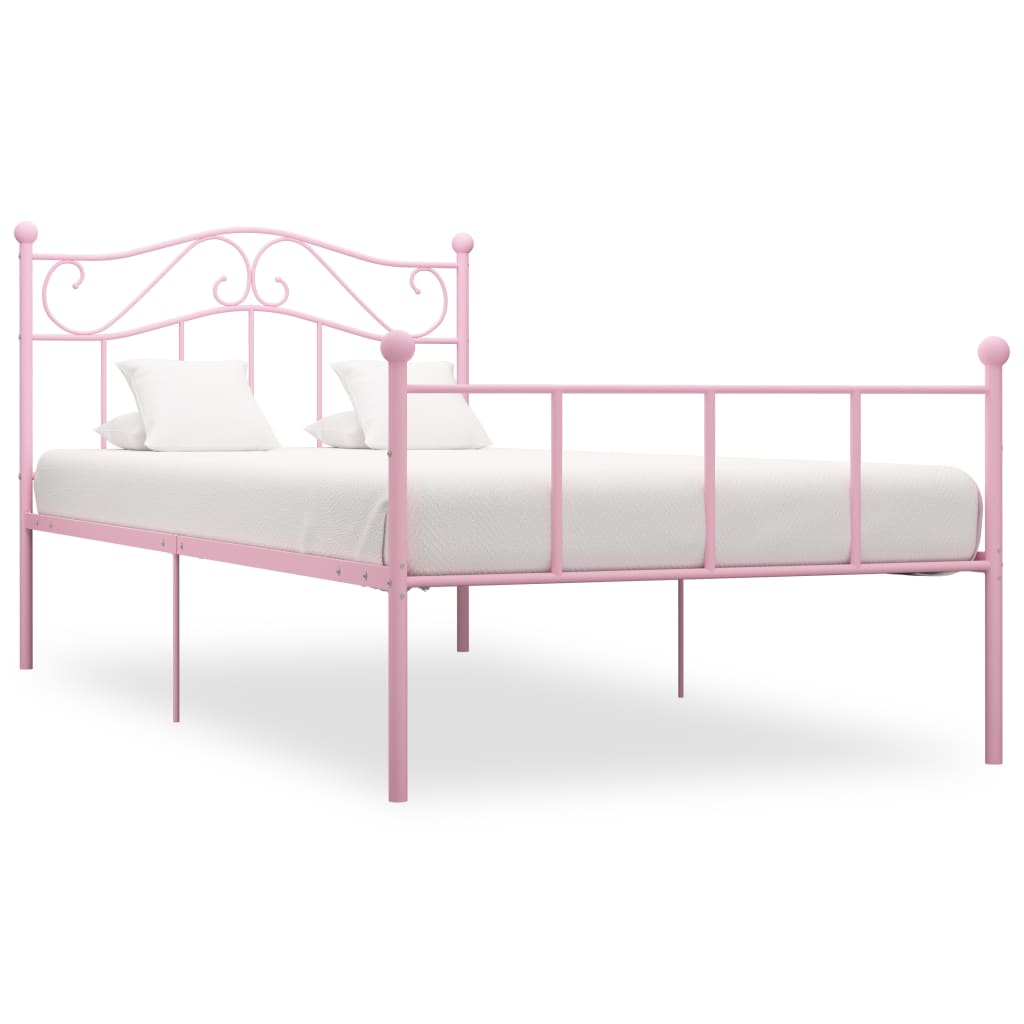 284537 vidaXL Bed Frame without Mattress Pink Metal 90x200 cm