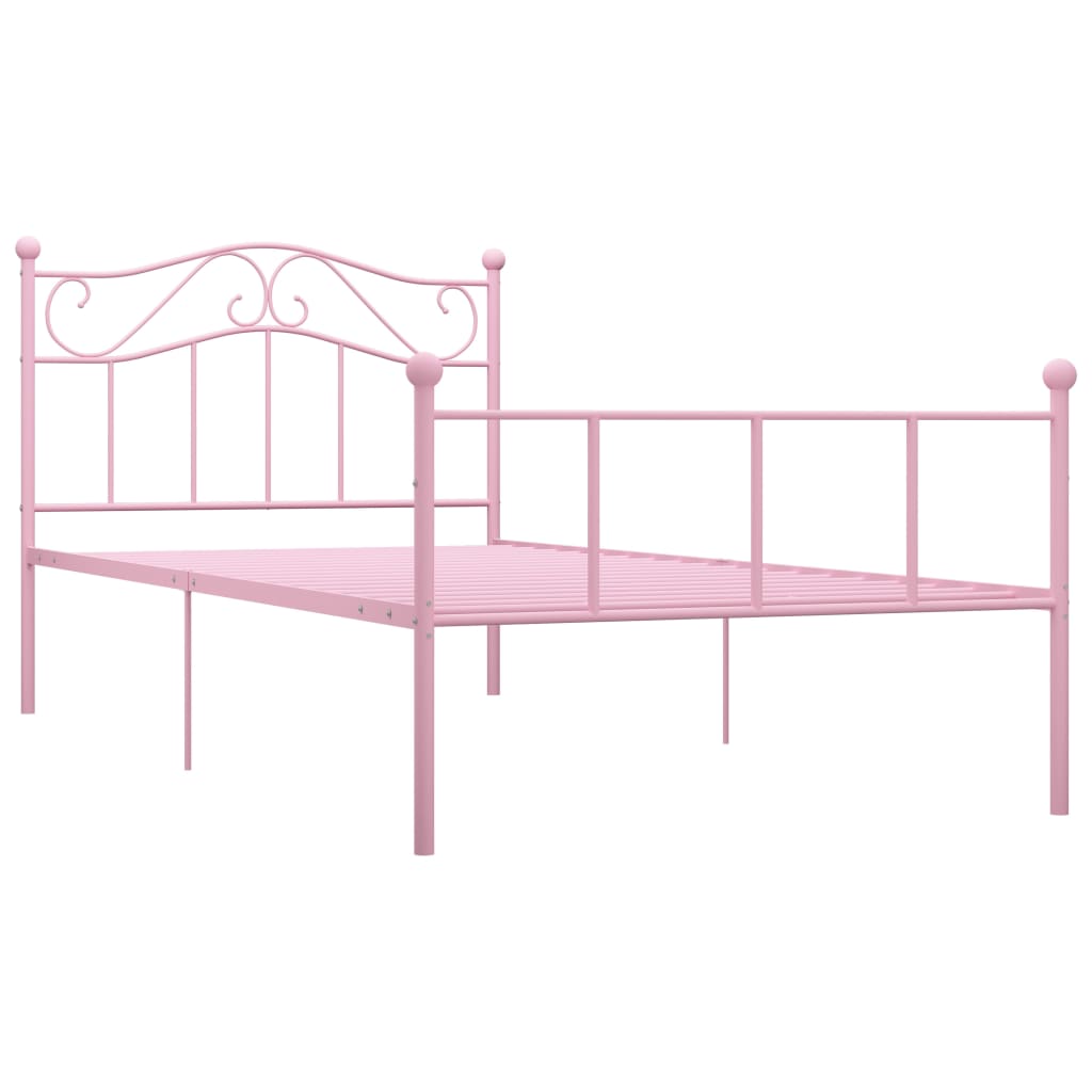 284537 vidaXL Bed Frame without Mattress Pink Metal 90x200 cm