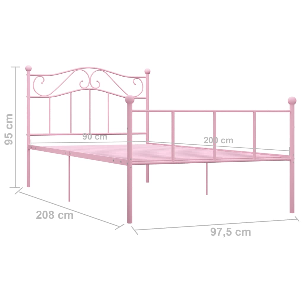 284537 vidaXL Bed Frame without Mattress Pink Metal 90x200 cm