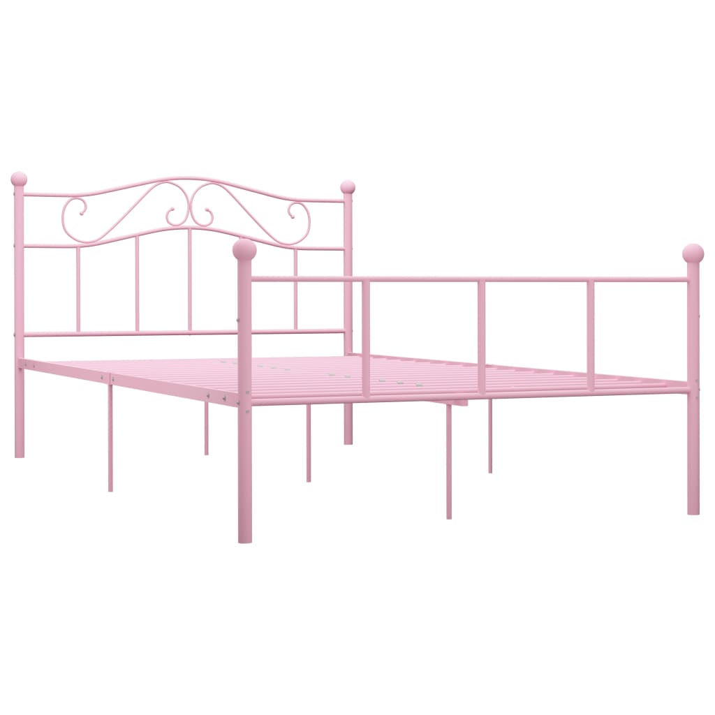 284541 vidaXL Bed Frame without Mattress Pink Metal 160x200 cm