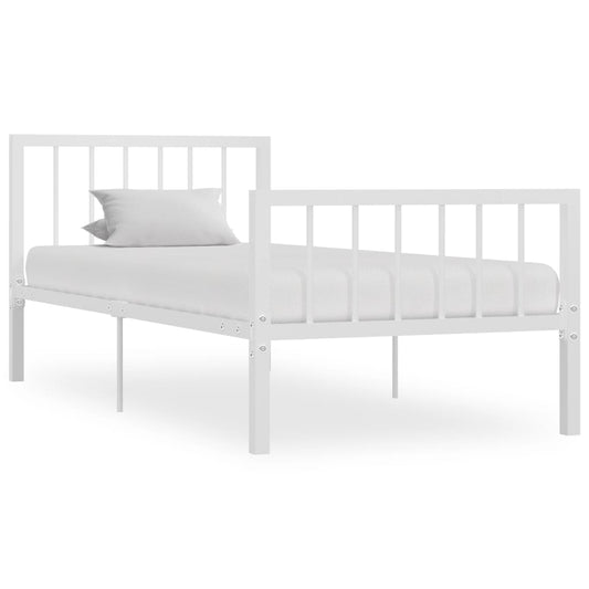 284562 vidaXL Bed Frame without Mattress White Metal 90x200 cm