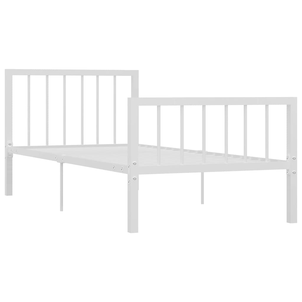 284562 vidaXL Bed Frame without Mattress White Metal 90x200 cm