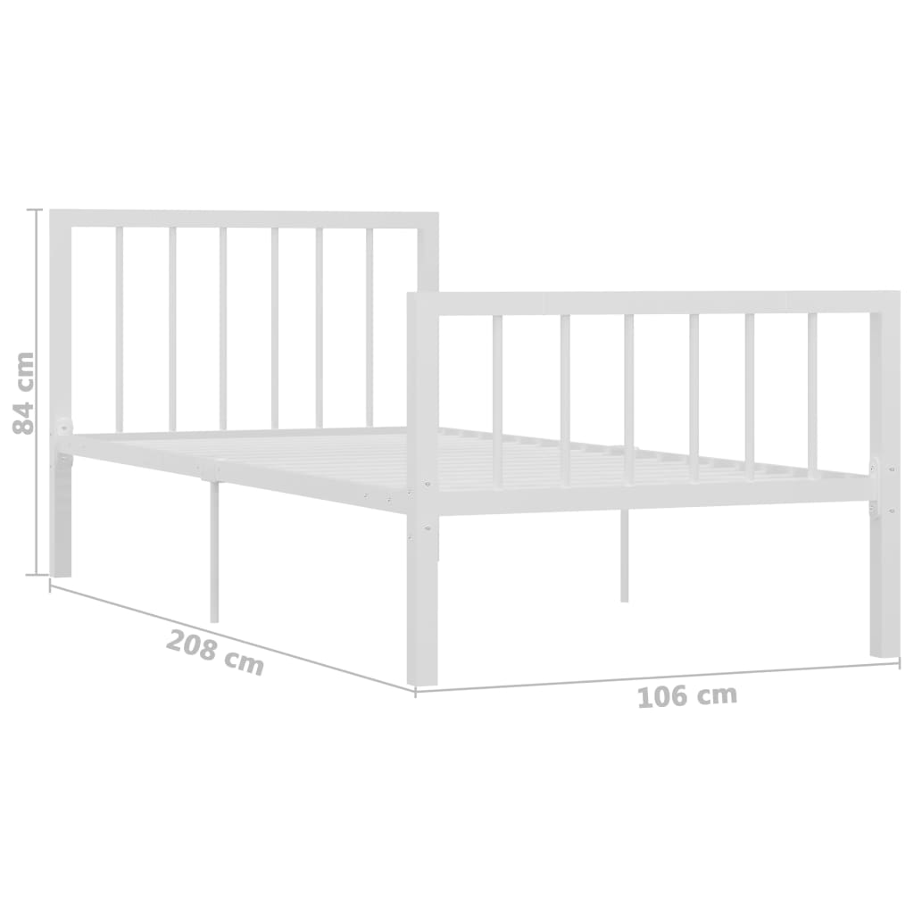 284563 vidaXL Bed Frame without Mattress White Metal 100x200 cm