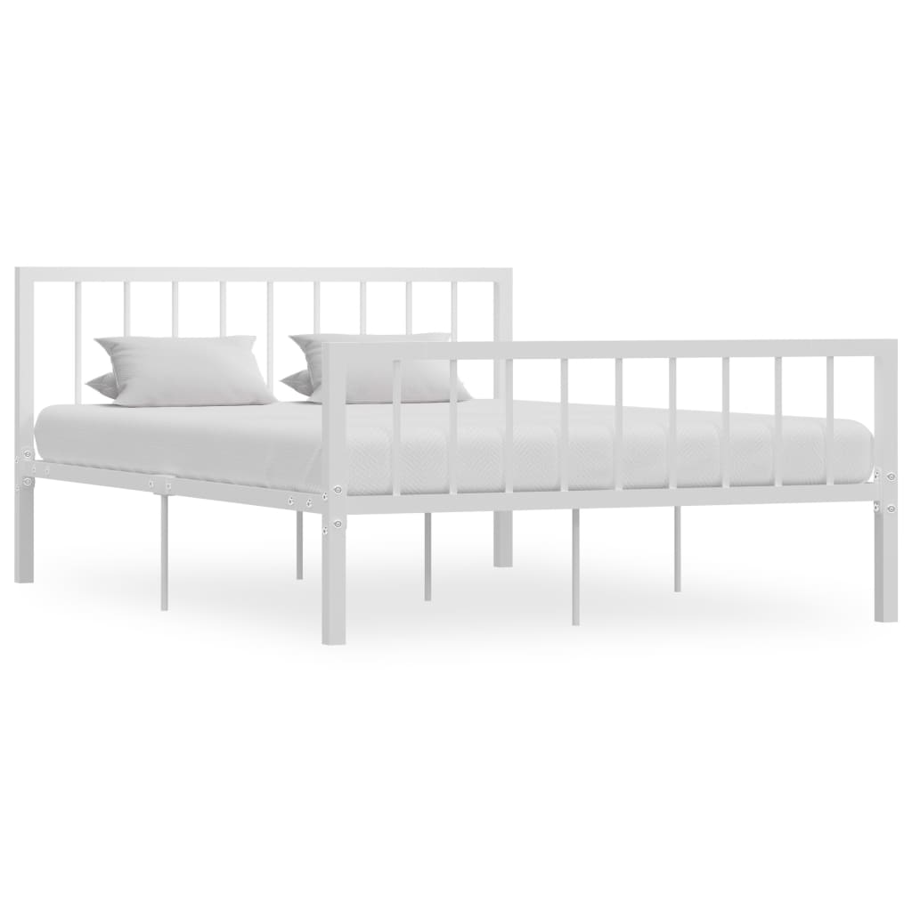 284565 vidaXL Bed Frame without Mattress White Metal 140x200 cm