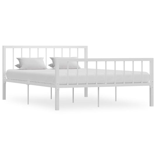 284565 vidaXL Bed Frame without Mattress White Metal 140x200 cm