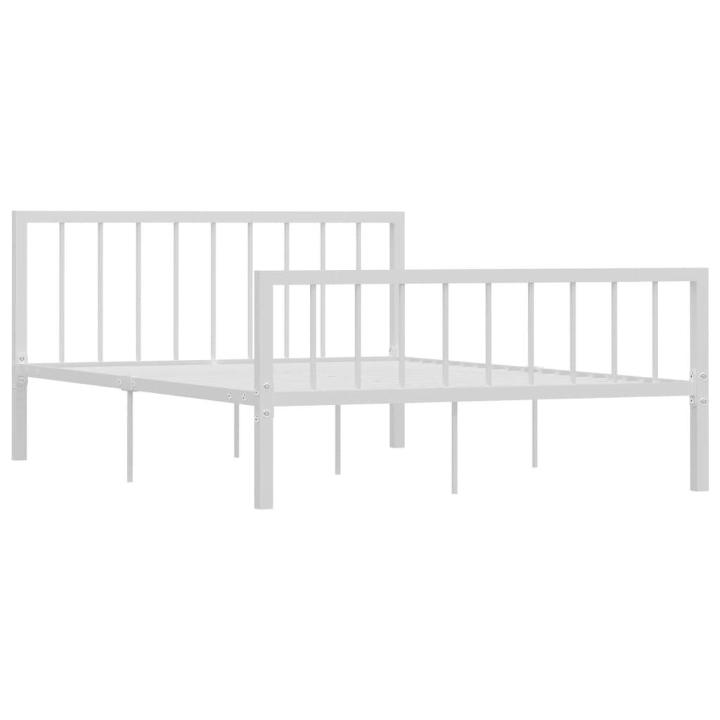 284565 vidaXL Bed Frame without Mattress White Metal 140x200 cm