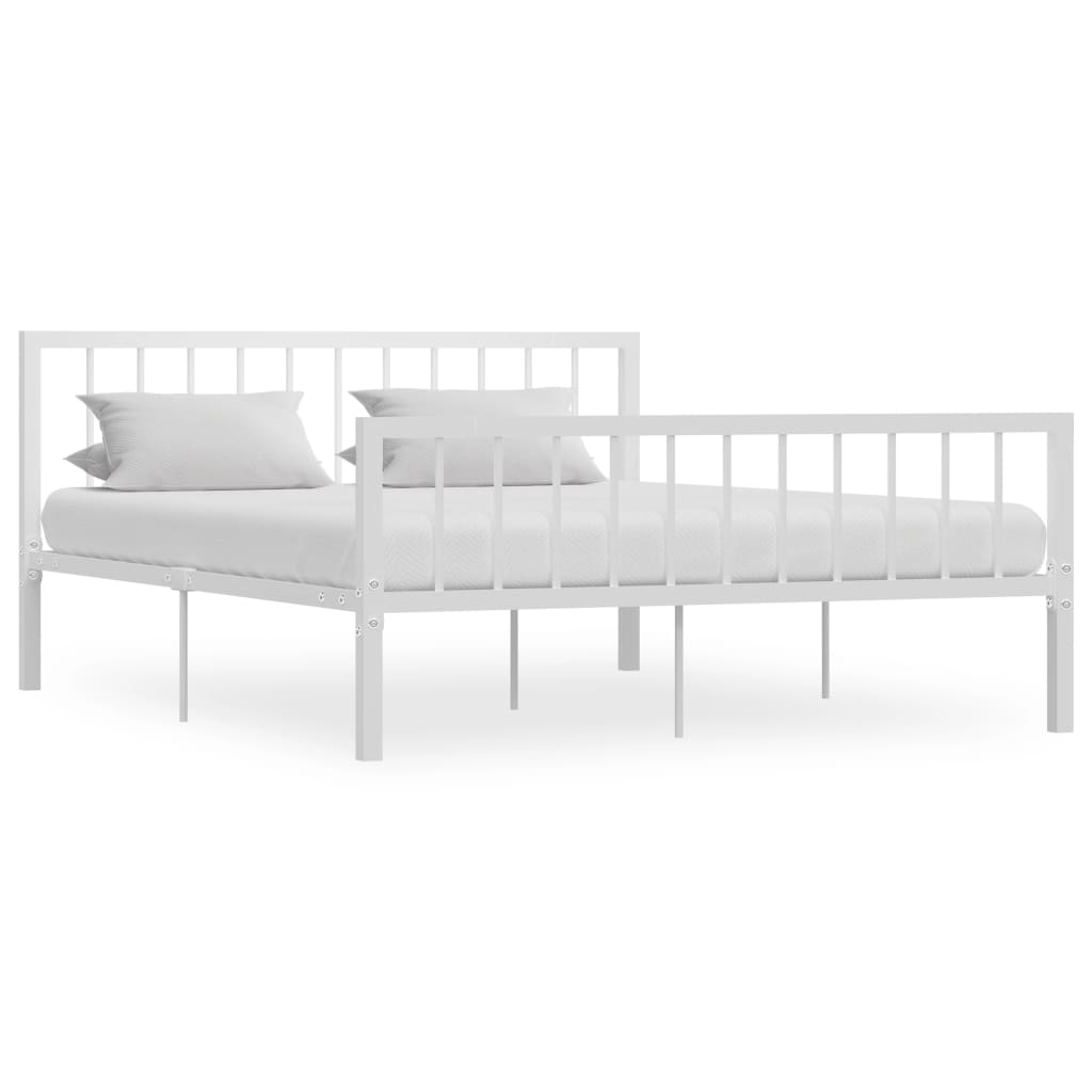 284566 vidaXL Bed Frame without Mattress White Metal 160x200 cm