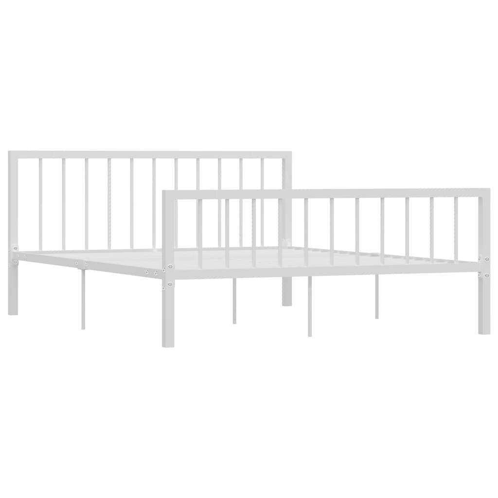 284566 vidaXL Bed Frame without Mattress White Metal 160x200 cm