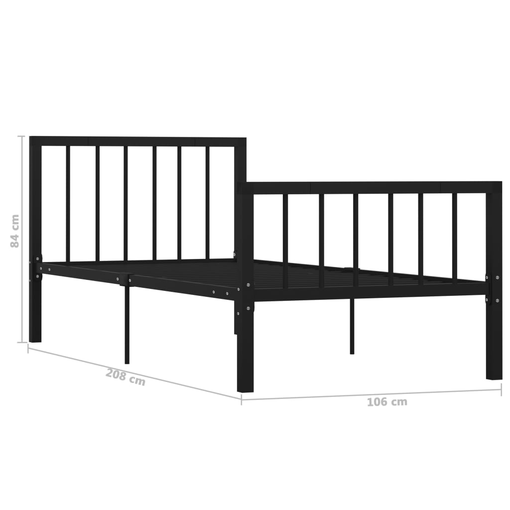 284569 vidaXL Bed Frame without Mattress Black Metal 100x200 cm