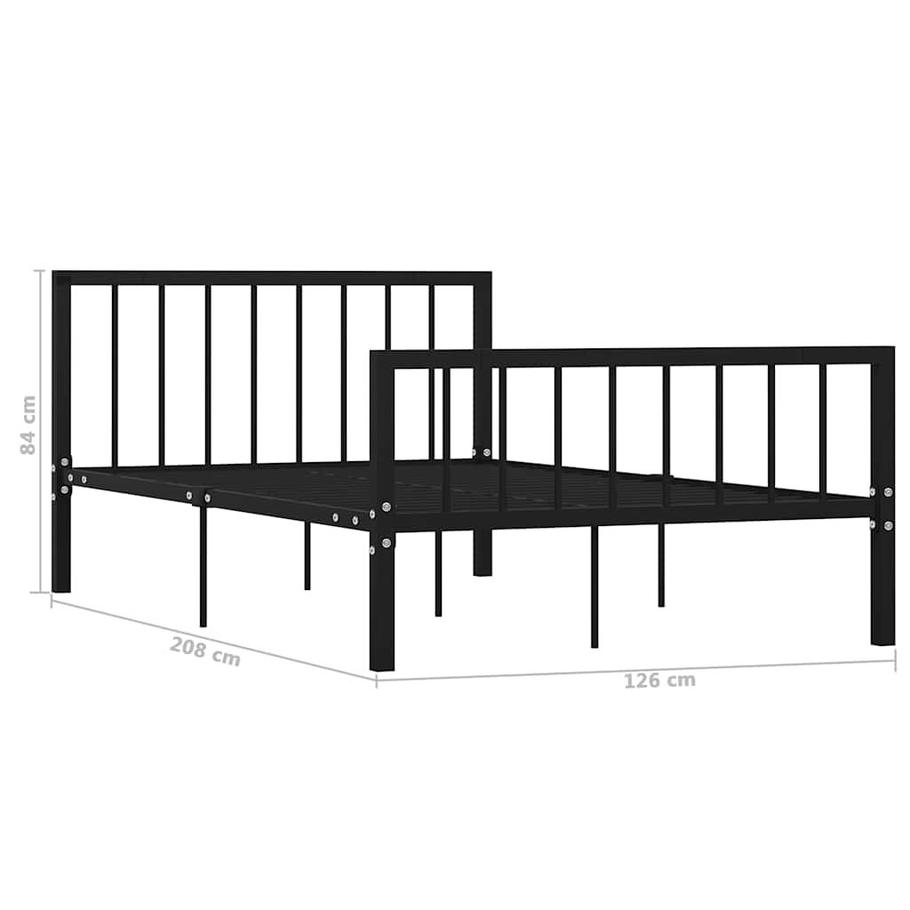 Bed Frame | Black | Metal | 120x200 cm | Durable | Bed Frame
