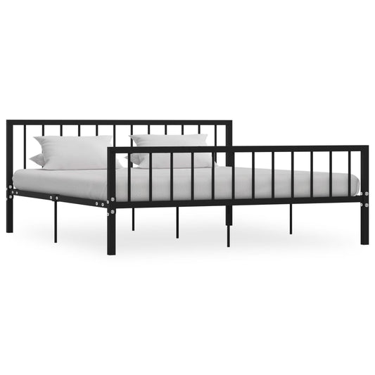 284573 vidaXL Bed Frame without Mattress Black Metal 180x200 cm Super King