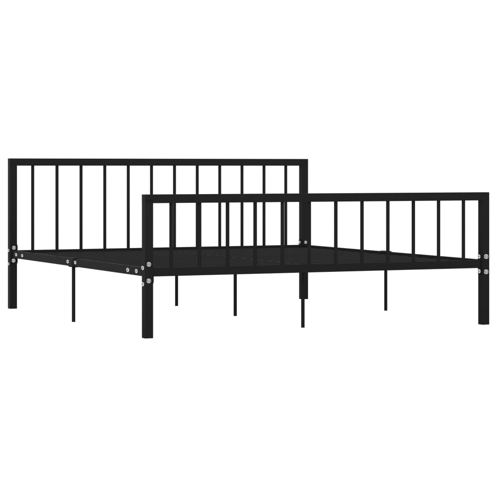 284573 vidaXL Bed Frame without Mattress Black Metal 180x200 cm Super King