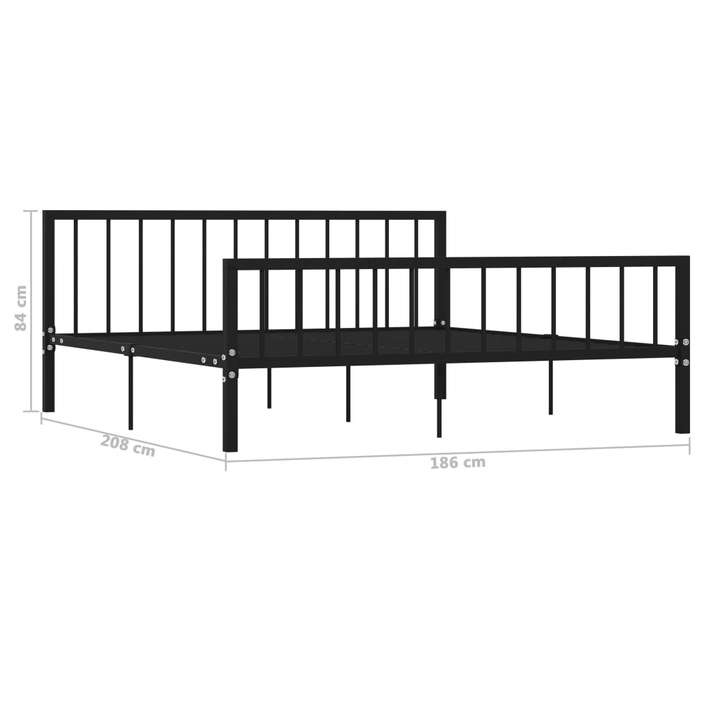 284573 vidaXL Bed Frame without Mattress Black Metal 180x200 cm Super King