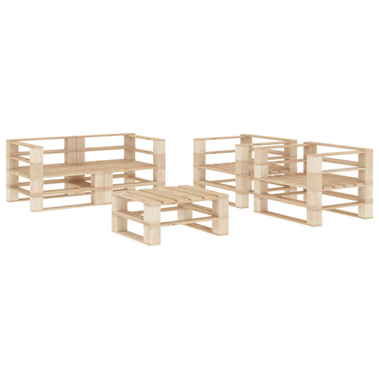 vidaXL 5 Piece Garden Pallets Lounge Set Wood