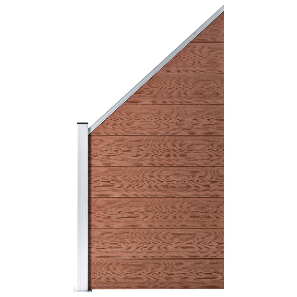 WPC Fence Set 5 Square + 1 Slanted 965x186 cm Brown