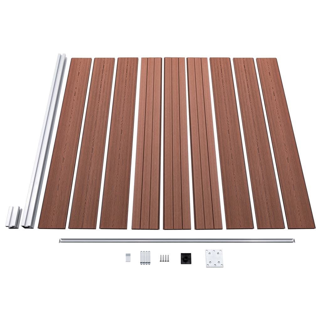 WPC Fence Set 9 Square + 1 Slanted 1657x186 cm Brown