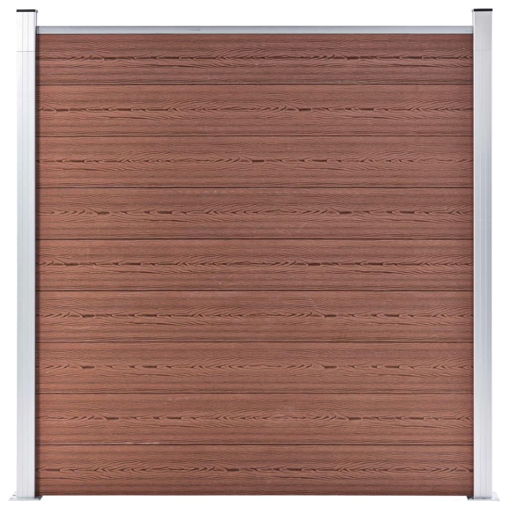 WPC Fence Set 10 Square + 1 Slanted 1830x186 cm Brown