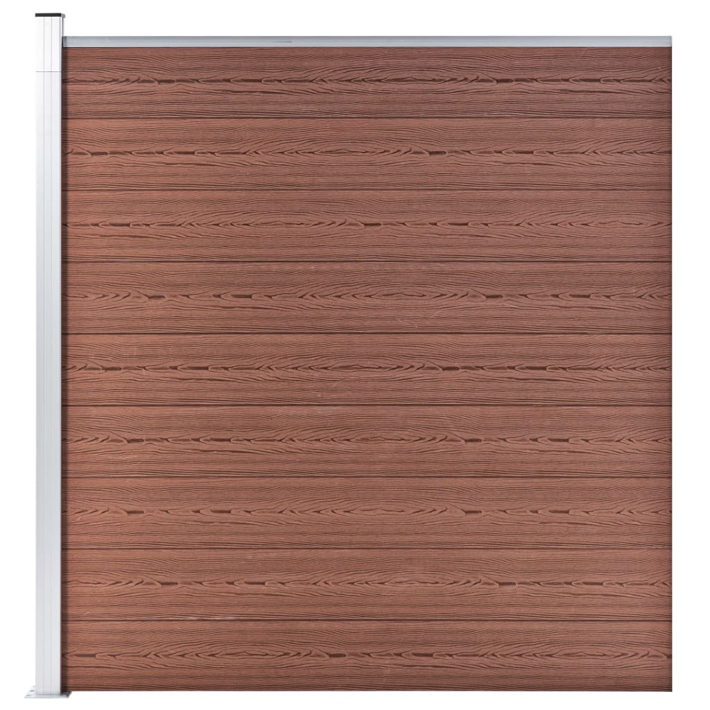 WPC Fence Set 10 Square + 1 Slanted 1830x186 cm Brown