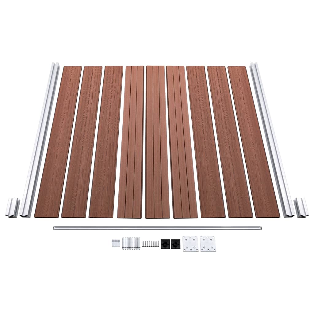 WPC Fence Set 10 Square + 1 Slanted 1830x186 cm Brown