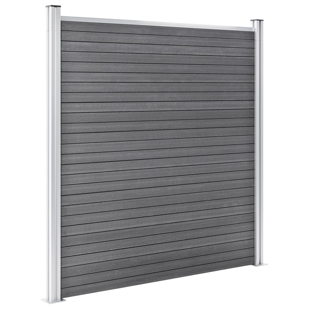 vidaXL WPC Fence Set 2 Square + 1 Slanted 446x186 cm Grey