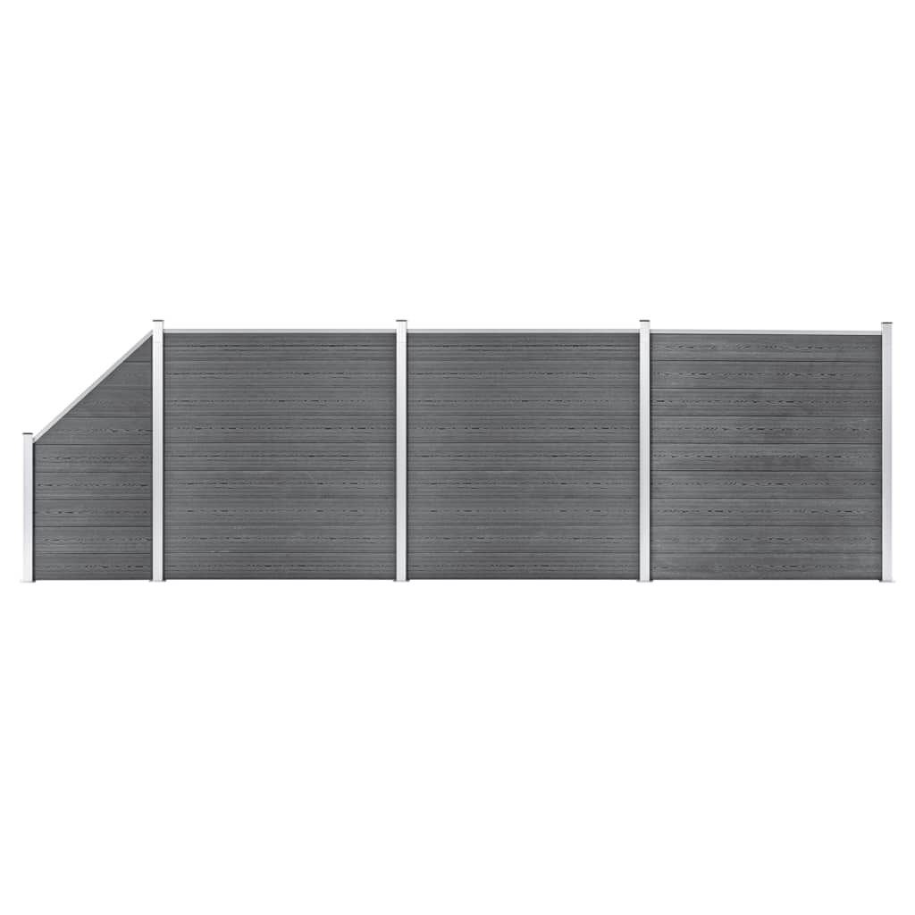 WPC Fence Set 3 Square + 1 Slanted 619x186 cm Grey