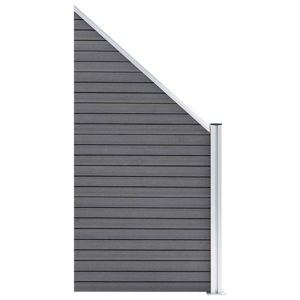 vidaXL WPC Fence Set 5 Square + 1 Slanted 965x186 cm Grey