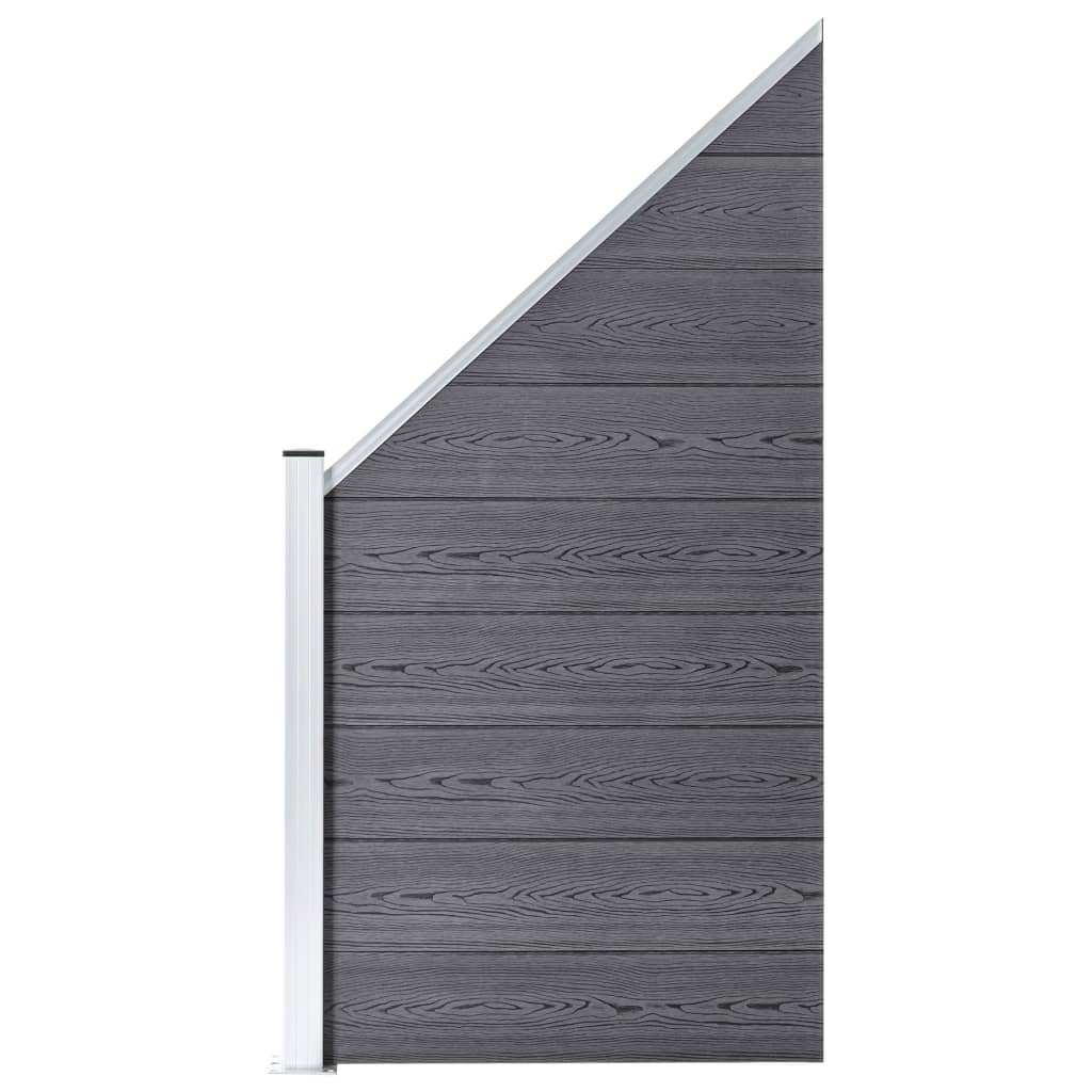 vidaXL WPC Fence Set 5 Square + 1 Slanted 965x186 cm Grey