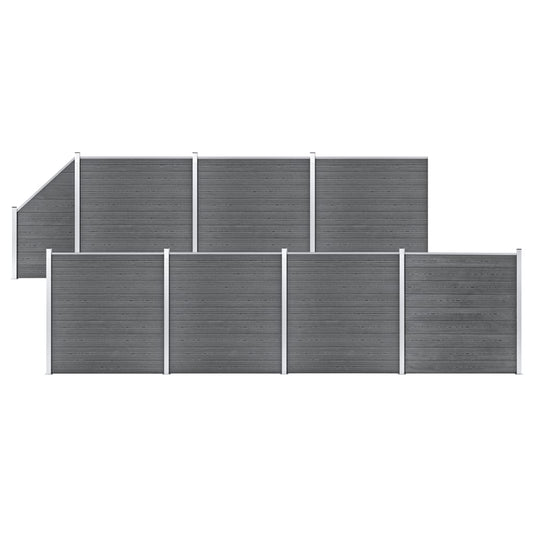 WPC Fence Set 7 Square + 1 Slanted 1311x186 cm Grey