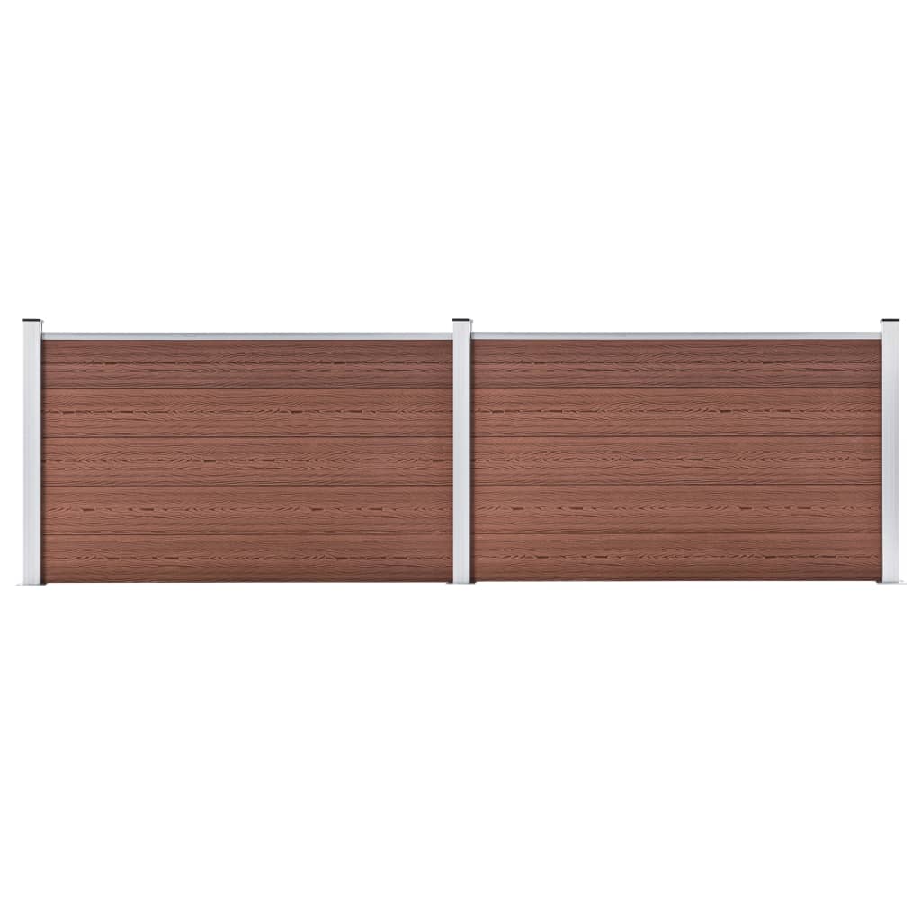 3053243 vidaXL Garden Fence WPC 353x106 cm Brown (49072+49074)