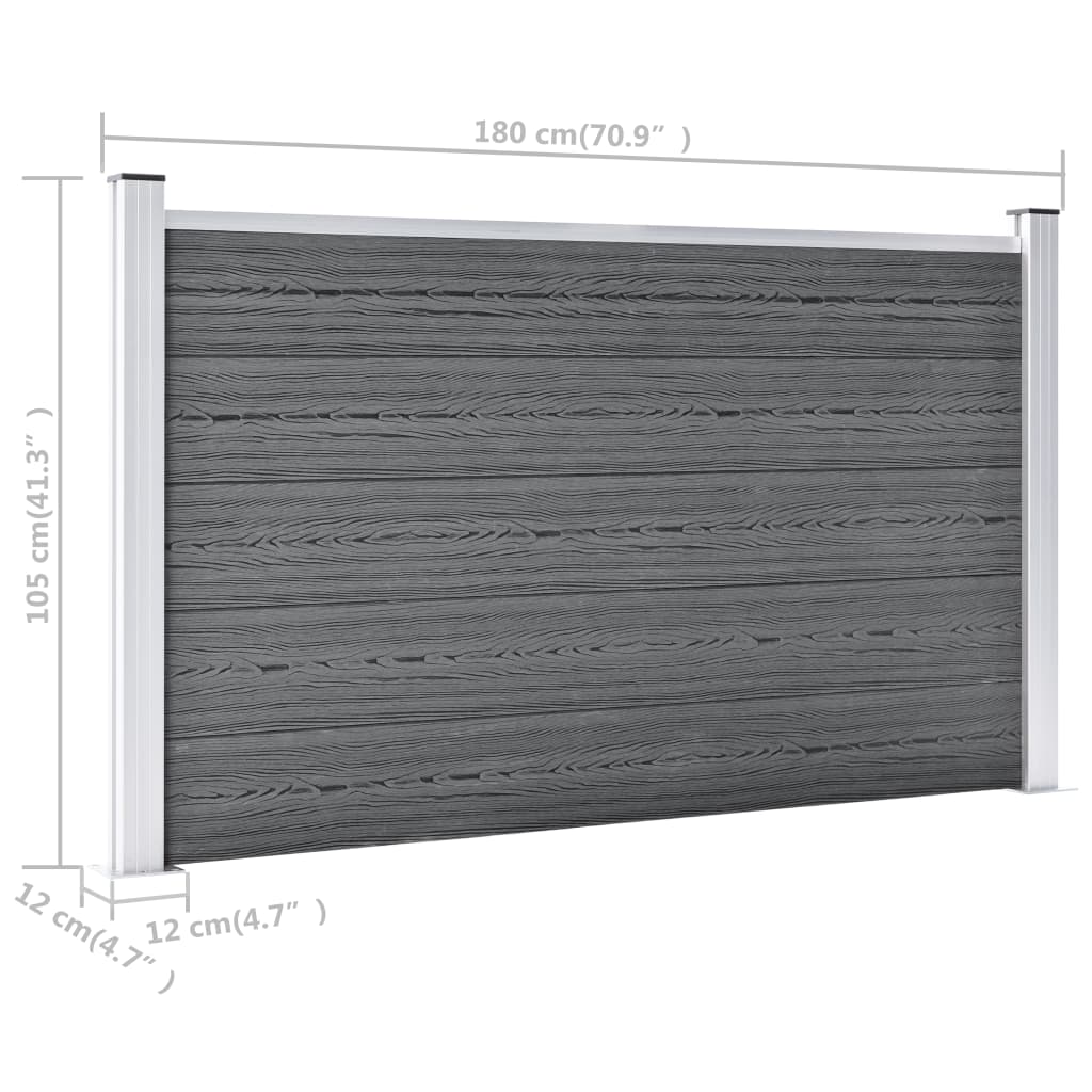 vidaXL Garden Fence WPC 353x106 cm Grey