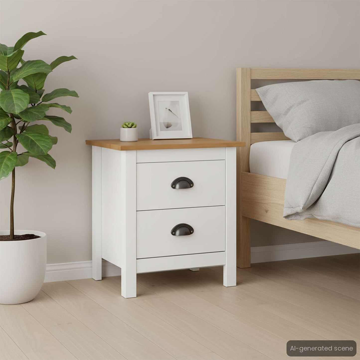 288906 vidaXL Bedside Cabinet "Hill" White 46x35x49,5 cm Solid Pine Wood