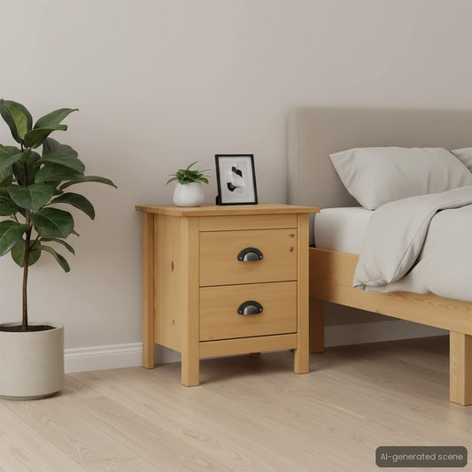 288907 vidaXL Bedside Cabinets "Hill" 2pcs 46x35x49,5cm Solid Pine Wood