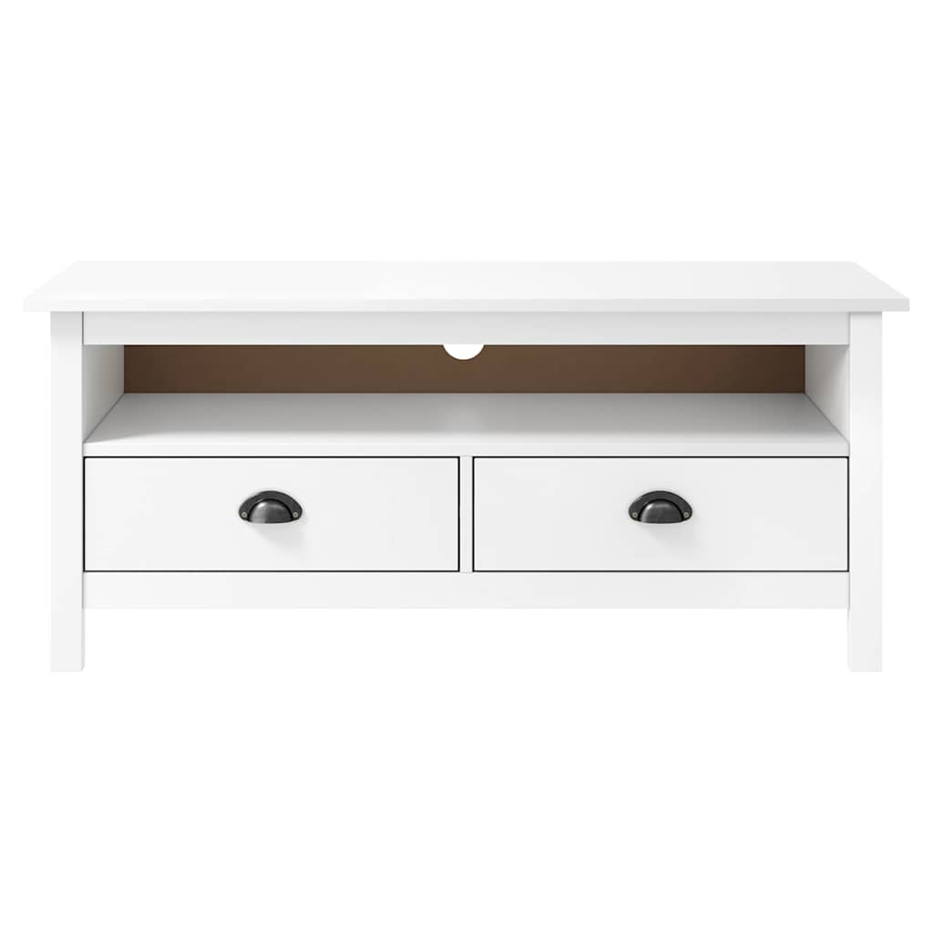 288924 vidaXL TV Cabinet "Hill" White 110x40x47 cm Solid Pine Wood