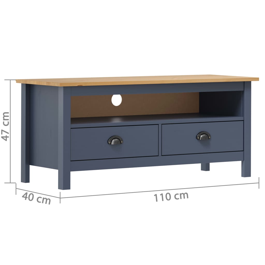TV Cabinet Hill Grey 110x40x47 cm Solid Pine Wood
