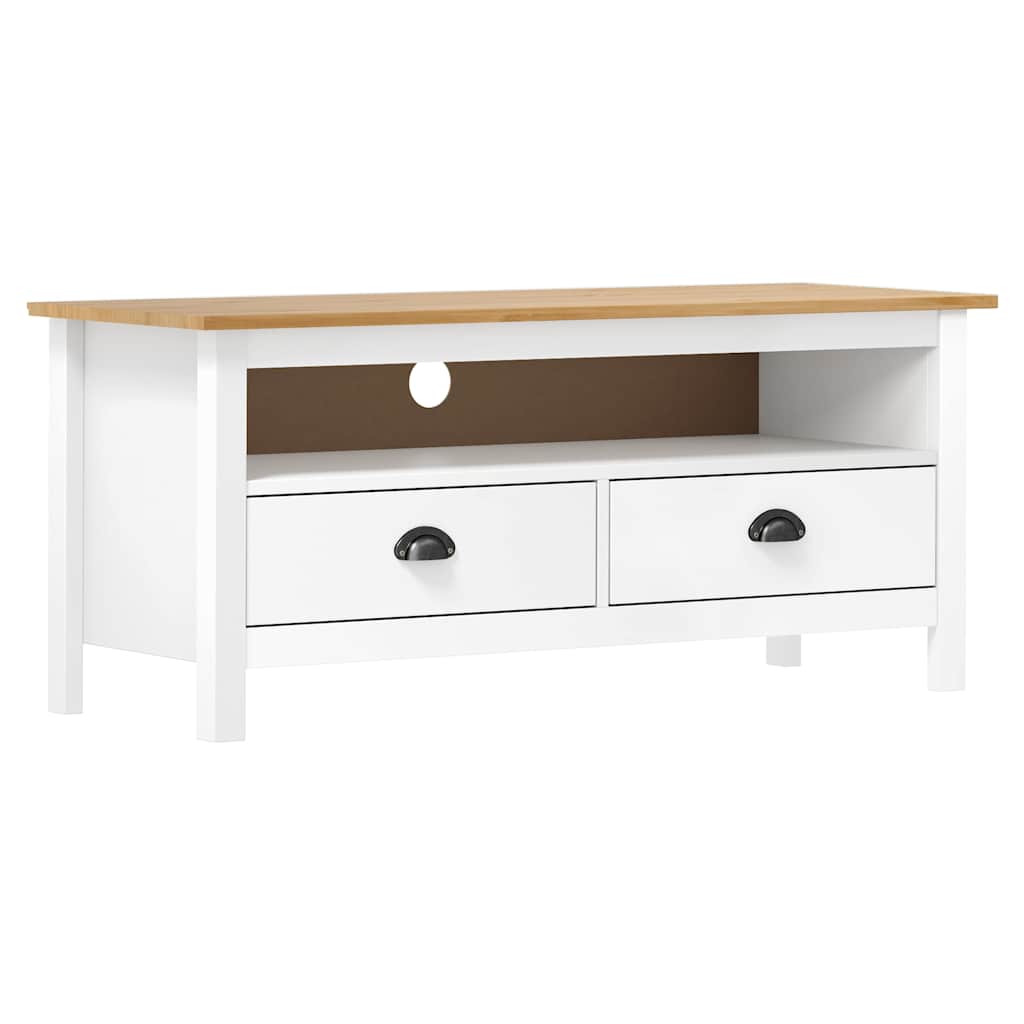 288926 vidaXL TV Cabinet "Hill" White 110x40x47 cm Solid Pine Wood
