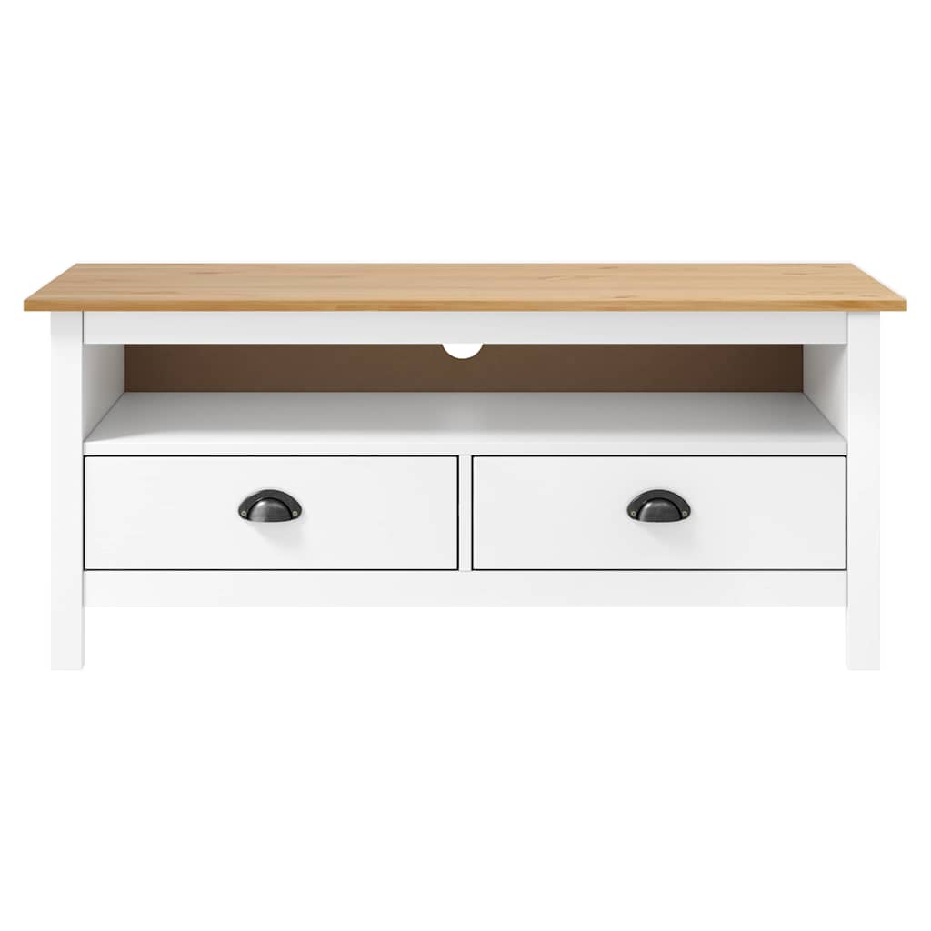 288926 vidaXL TV Cabinet "Hill" White 110x40x47 cm Solid Pine Wood