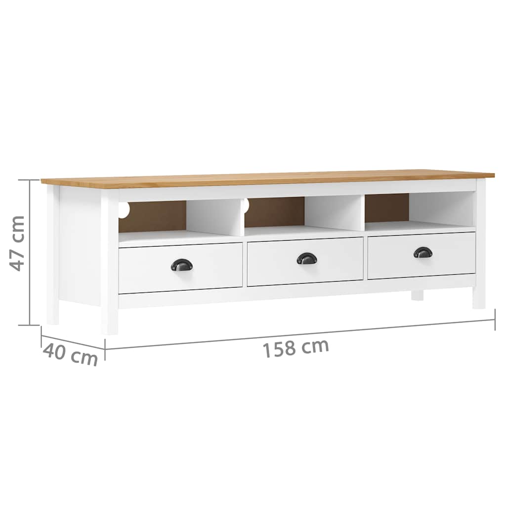 288930 vidaXL TV Cabinet "Hill" White 158x40x47 cm Solid Pine Wood