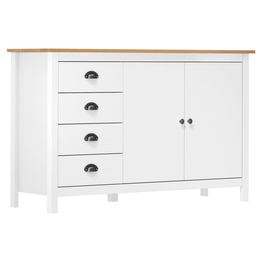Sideboard | White and honey brown | Solid pine wood | Medium | Sideboard