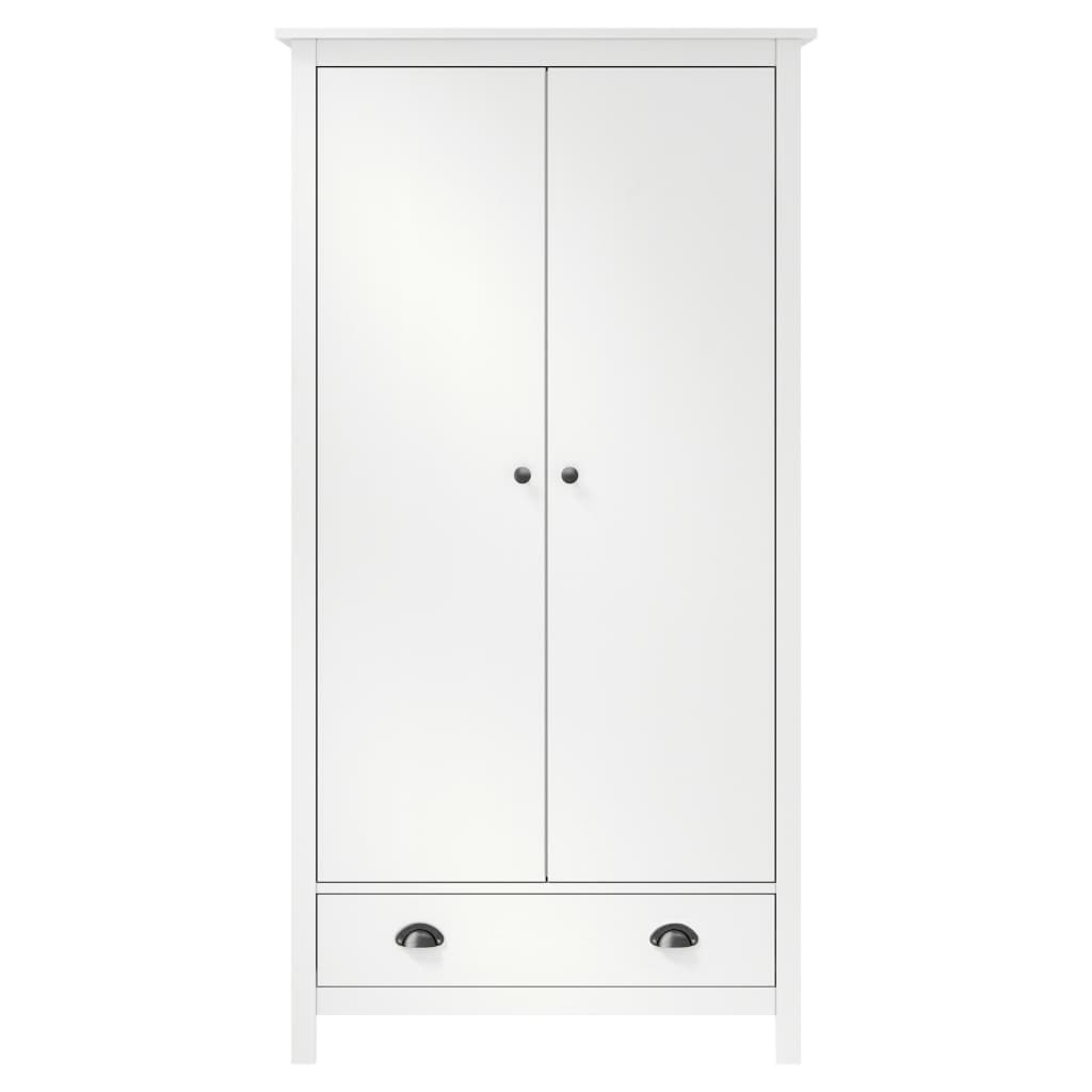 vidaXL 2-Door Wardrobe Hill White 89x50x170 cm Solid Pine Wood