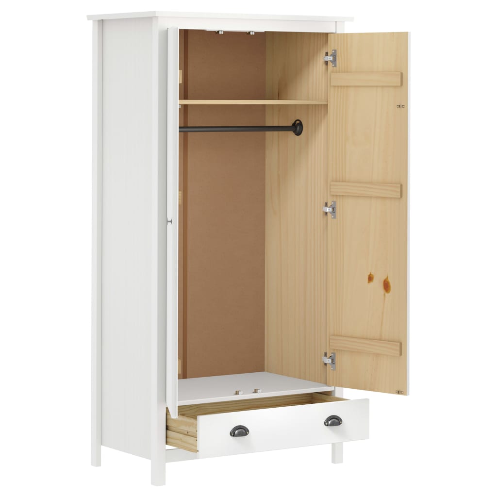 vidaXL 2-Door Wardrobe Hill White 89x50x170 cm Solid Pine Wood