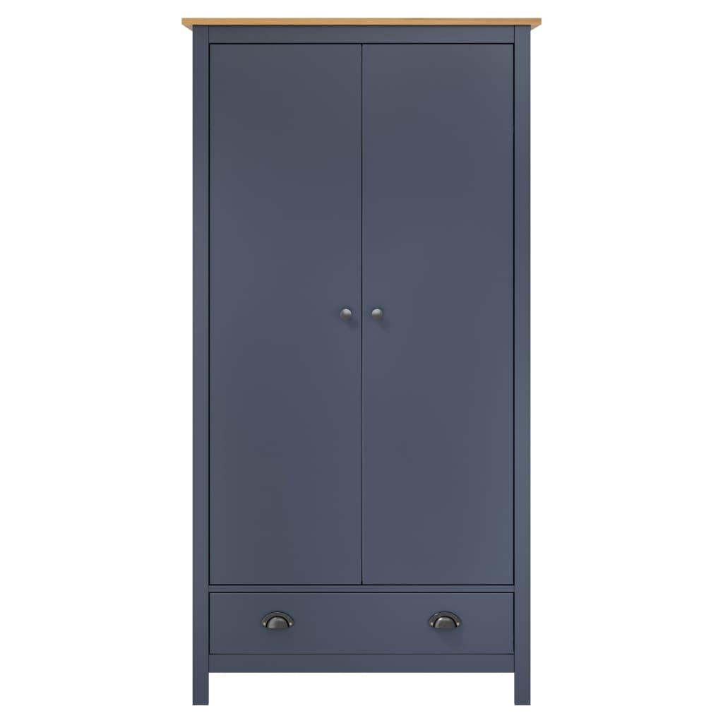 vidaXL 2-Door Wardrobe Hill Grey 89x50x170 cm Solid Pine Wood