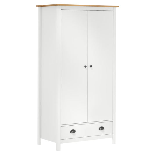 vidaXL 2-Door Wardrobe Hill White 89x50x170 cm Solid Pine Wood
