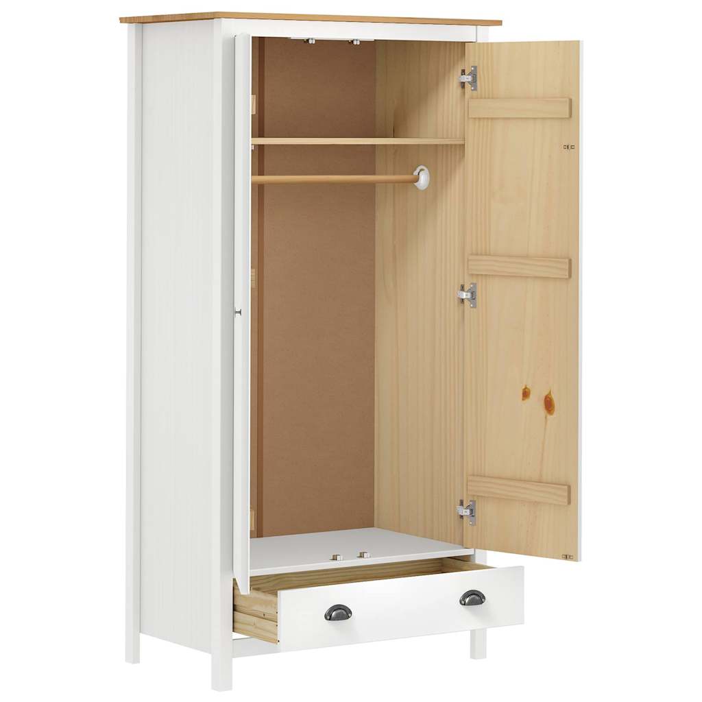 vidaXL 2-Door Wardrobe Hill White 89x50x170 cm Solid Pine Wood