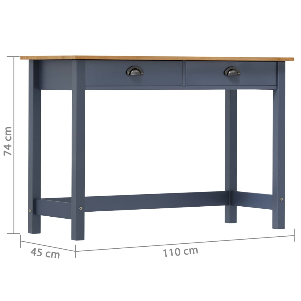 vidaXL Console Table Hill with 2 Drawers Grey 110x45x74 cm Solid Pine Wood