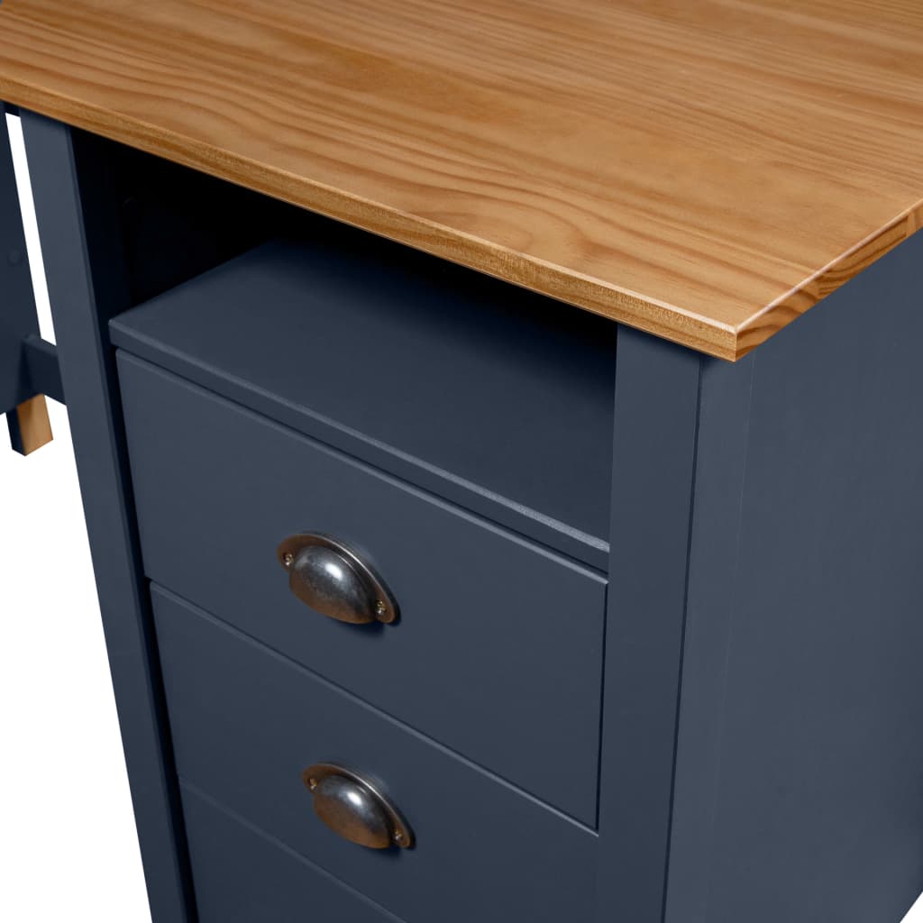 vidaXL Desk Hill Grey 150x50x74 cm Solid Pine Wood