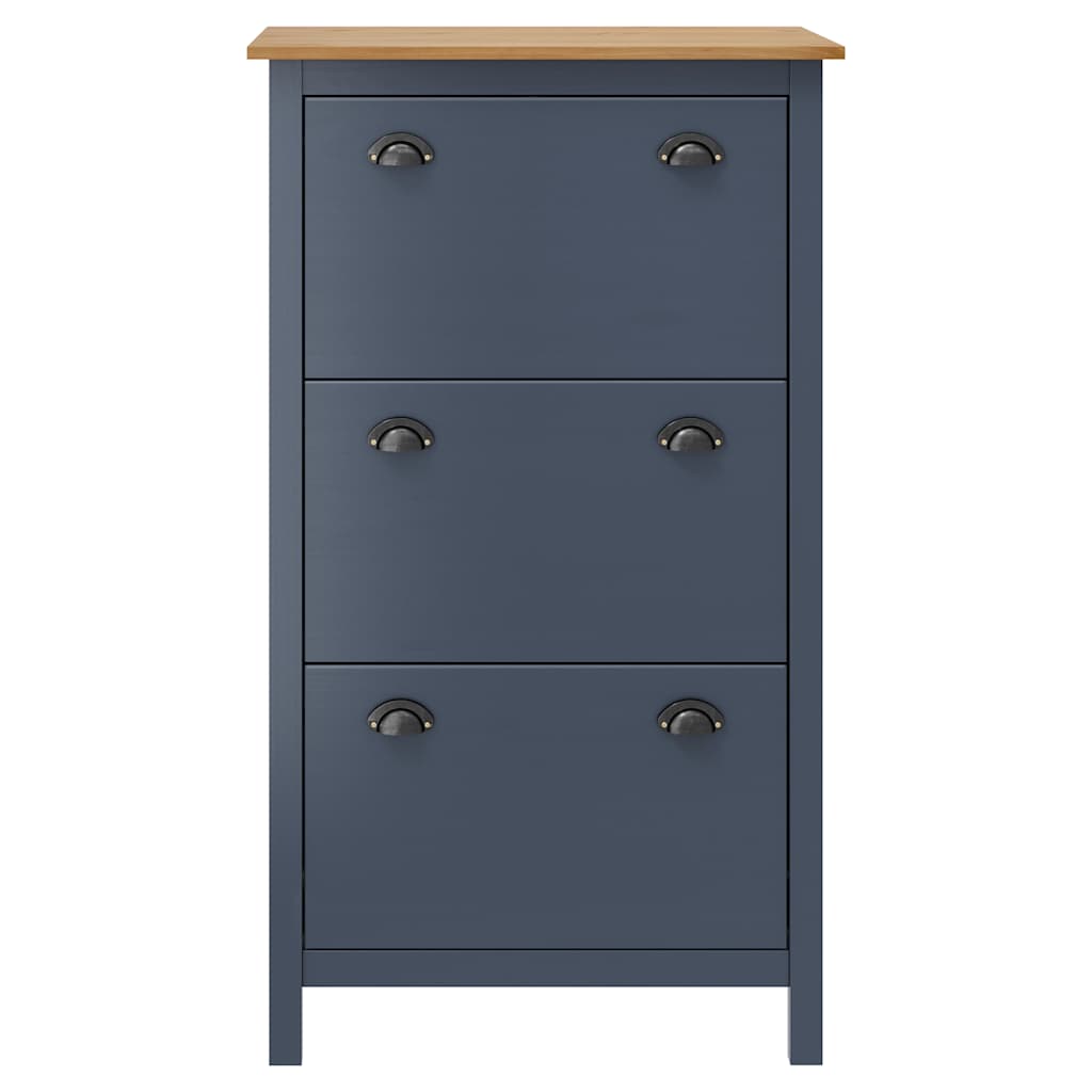 Shoe Cabinet | Grey and honey brown | Solid pine wood | Medium