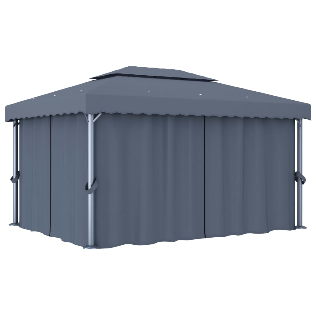 vidaXL Gazebo with Curtain 4x3 m Anthracite Aluminium