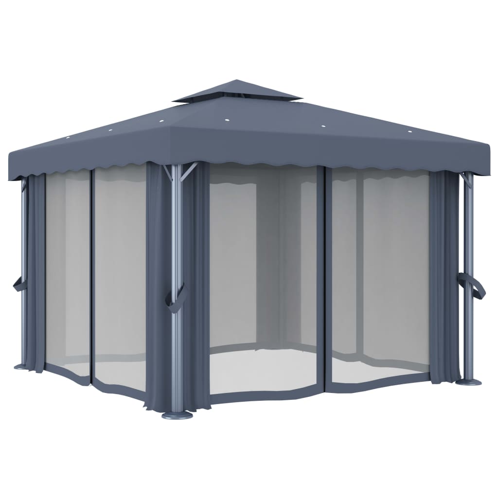 vidaXL Gazebo with Curtain 3x3 m Anthracite Aluminium