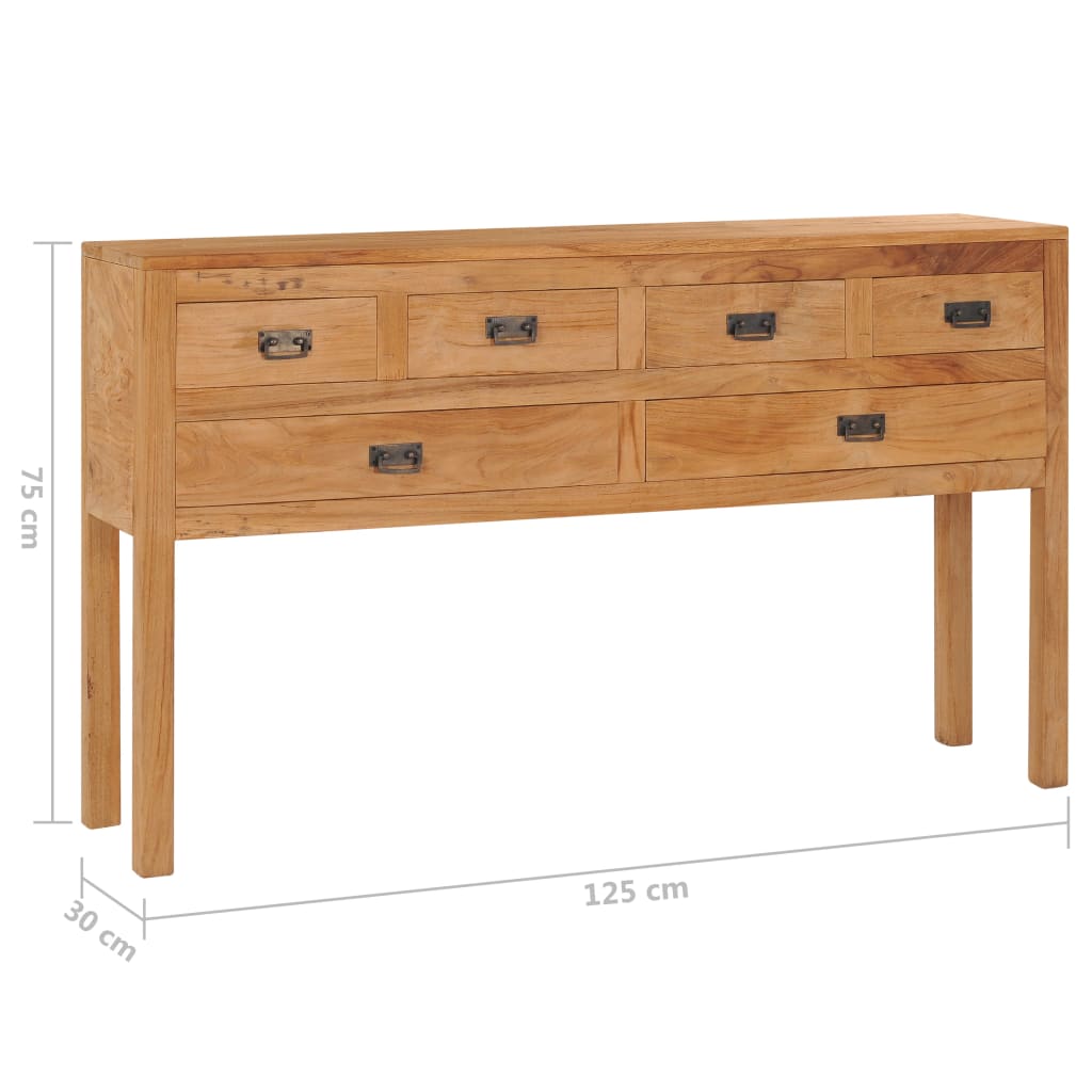 vidaXL Sideboard 125x30x75 cm Solid Teak Wood